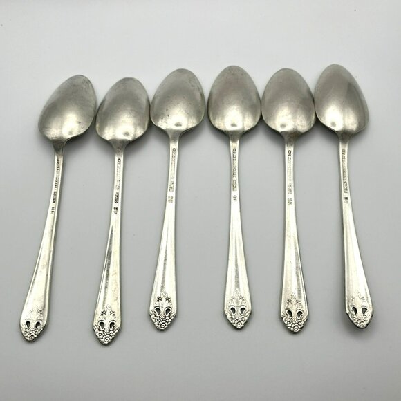 Holmes & Edwards LOVELY LADY Teaspoons Silverplate Lot‎ of 6 Spoons IS Vintage - Picture 5 of 8